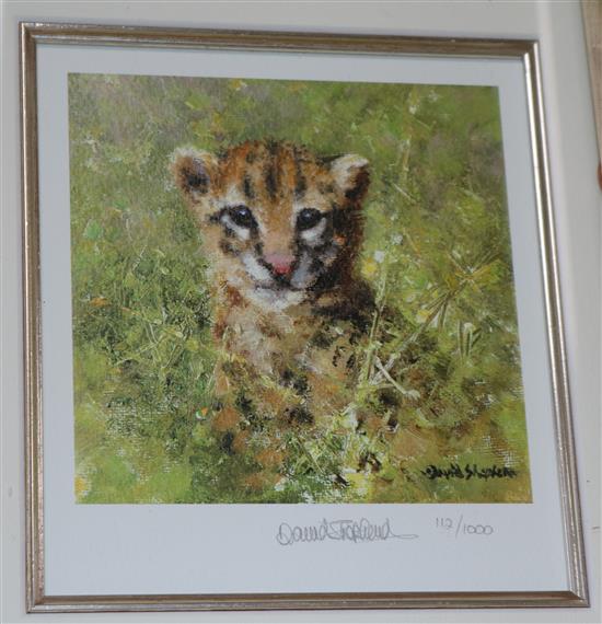 Four limited edition signed prints by David Shepherd overall 14 x 12cm